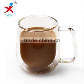 Clear borosilicate coloured double wall glass cup for coffee and tea