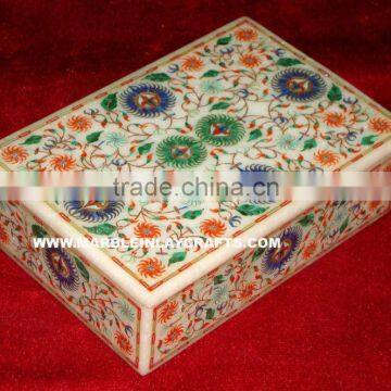 Decorative Inlay Marble Boxes, Handmade Jewellery Box, Marble Inlay Boxes