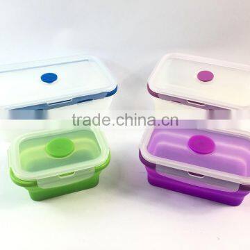 Set of 4 Foldable Vacuum Food Storage Container/foldable Silicone Food Storage Box/silicone Fresh Container photo-3