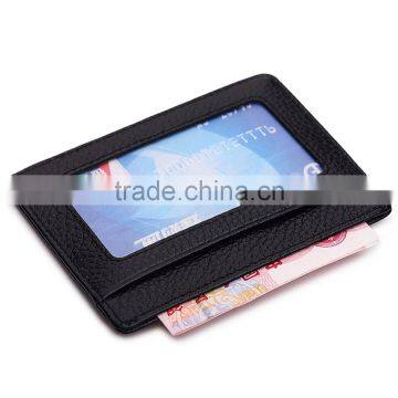 OEM Design Genuine Leather Exhibition ID Card Bifold Holder