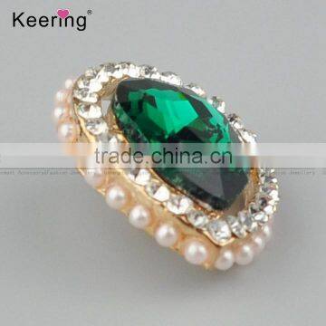 Keering-style Hotsale Nigerial Green Rhinestone Pearl Diamond Button Pins WBK-1465 photo-3
