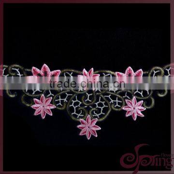 Flower embroidery neck design