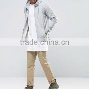 High Quality Custom With Drawstring Hood Side Pockets Grey Men's 80% Cotton, 20% Polyester Casual Breathable Zipper Up Hoodies photo-4