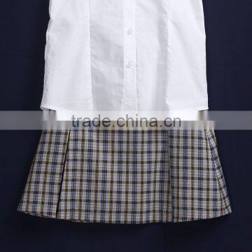 Custom School Wear Sets Girls Short Sleeve Shirt And Pleat Plaid Skirt photo-3