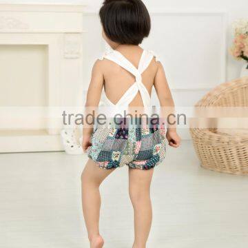 Summer Baby Flower White Top Lace Cotton Romper Wholesale Children's Boutique Romper photo-5