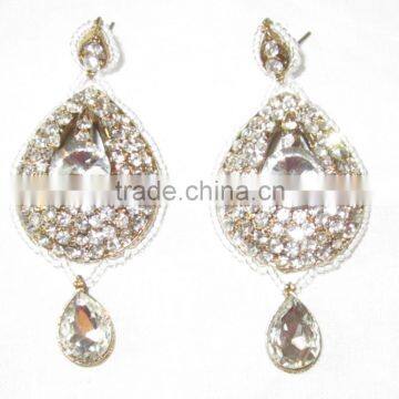 White Silver Beads Dangler EARRING Pair photo-2