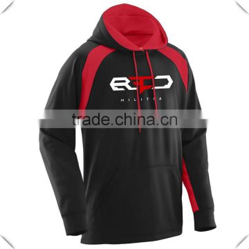 fashion style Raglan sleeves 100% polyester performance wicking fleece high performance hoodie with contrasted panels wholesale