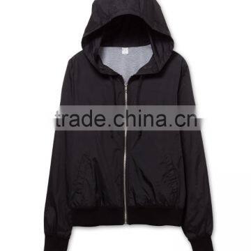 2016 Ladies Cheap Fancy Thin Light Waterproof Shiny Nylon Zipper up Jacket Wholesale photo-2