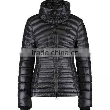 Women High Collar Black Colour Down Padded Jacket