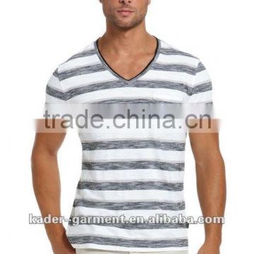 Custom wholesale v neck stripped polo shirt for men