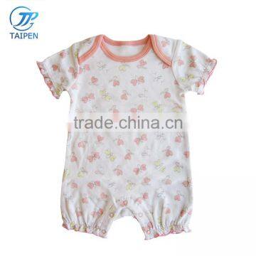 Latest Summer Newborn Baby Clothes Designs Ruffle Sleeve Baby Girls Romper With Follwers Printting