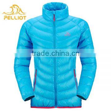 Wholesale foldable shiny ultra light women goose down jacket