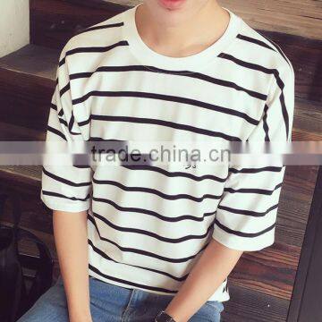 2016 new fashion all match loose half sleeve striped t-shirts