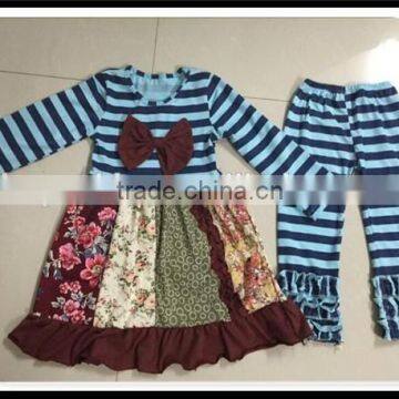 2016 Easter Giggle Moon Remake Girls Outfits Spring Summer Sets Persnickety Kids Girl Knot Clothing Set Remake Stripes Boutique photo-4