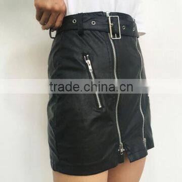 Runwaylover 5082 Sexy Europea Hot Waist Zipper Sexy pu Leather Skirt photo-2