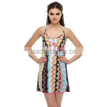 Multicolored Printed Short Nightwear