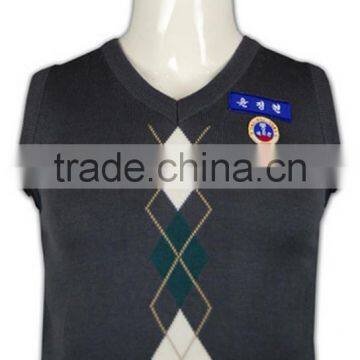 ISO9001/BSCI Manufature V-neck Custom School Argyle Cardigan Sweaters