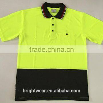 Mens Contrast High Visibility Safety Segmented Tapes EN ISO 20471 Workwear Reflective Polo Shirt photo-6