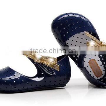 Shining Side Bow Hook and Loop Type Mini Melissa Jelly Shoes photo-2