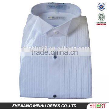 mens white 1/2'' pleats laydown collar tuxedo shirt