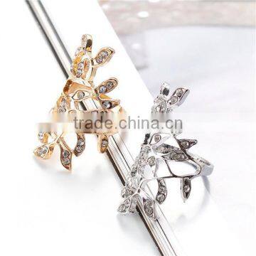 Unadjustable Rings Gold Plated Hollow Branch Clear Rhinestone photo-2