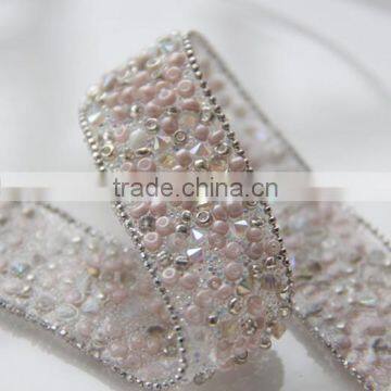 Rhinestone Beaded fashion Vintage Mesh Fabric Paillette Trim Lace