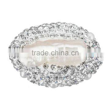 Raw Pearls Rice Cultured Freshwater Pearl Jewelry With Rhinestone