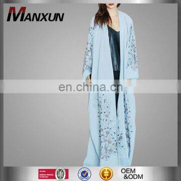 Open Front Abaya Dubai Kimono 2017 Fashion Women Islamic Overcoat Muslim Embrodiery Long Cardigan Abaya