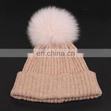 Autumn and Winter Warm Large Fox Hair Wool Wool Hat Adult Knitted Hat photo-4