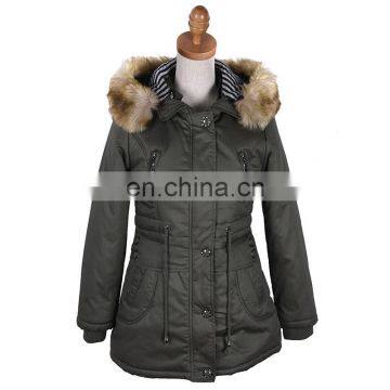 Wholesale Ladies cotton coat with fur mid long winter coat for women
