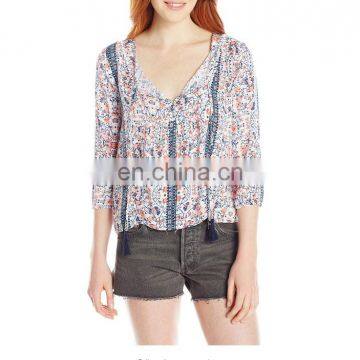 New fashion beautiful floral- print sex women top