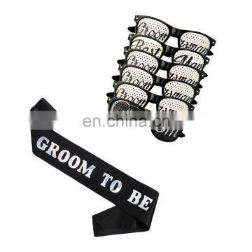 Single men party decoration groom to be sash and groom glasses kit