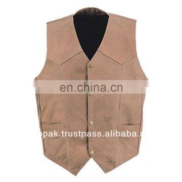 HMB-4900A LEATHER BIKER COWHIDE MEN VESTS BROWN VEST COAT JACKET