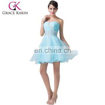 Grace Karin Strapless Shining Rhinestone Short Blue Samples Of Cocktail Dress CL6178