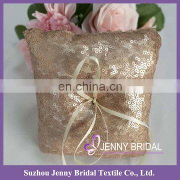 RP02 Bride and Groom Personalized Champagne Sequin Ring Cushion Wedding Ring Pillow photo-4
