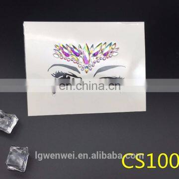 custome jewelry eye/face acrylic crystal rhinestone sticker