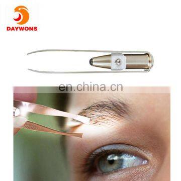 Hot Selling Bright LED Eyebrow Tweezers Stainless Steel Eyebrow Clip