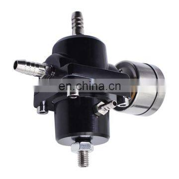 Universal Aluminum Adjustable 1-140 PSI Fuel Pressure Regulator+W/Gauge Black photo-2