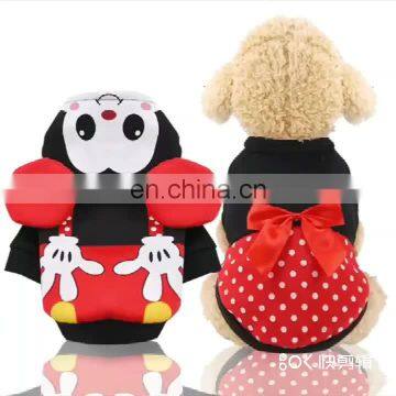 Lovers Pet dog Clothes coral fleece red cartoon dog shirt with mouse ear