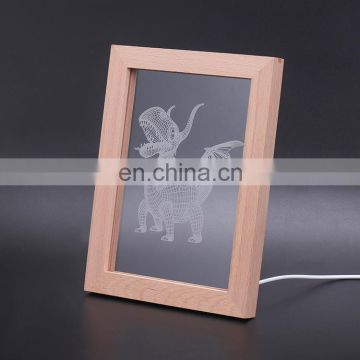 Wholesale 3D LED Table Night Lamp Acrylic Frame Light Wood