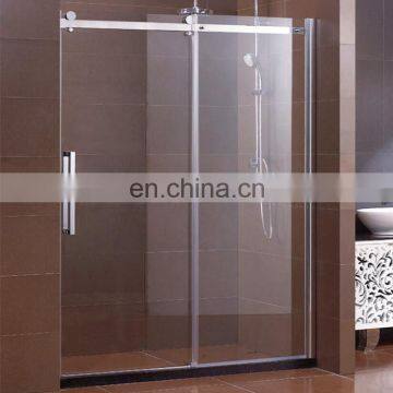 Bathroom flat type tempered glass sliding shower glass