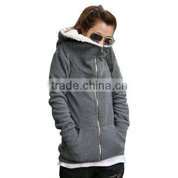 Plus 7 Sizes S-4XL Women Ladies 2015 Winter Warm Zip Up Thick Fleece Black/Grey Outerwear Hooded Sweatshirt Hoodies Coat Jacket