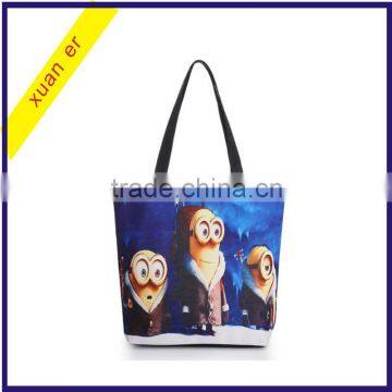 Hot selling fashion cartoon character customized printed canvas handbag for women