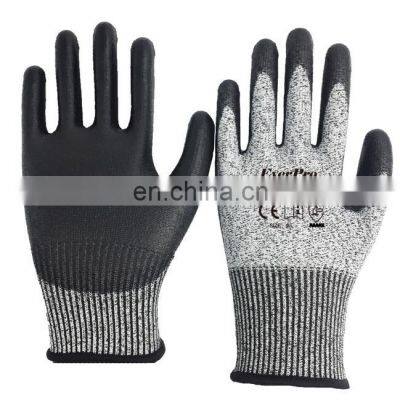 Comfort Grip PU Dipping Cut Proof Anti Cut Resistant Gloves For Hands Protection