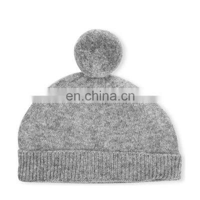 Grey Cashmere Beanie Hat Knit Cap