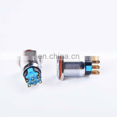19MM Brass Chrome Key Metal Waterproof Brass 2 Position 1NO 1NC 3 Position 2NO 2NC Push Button Switch Button Press Button