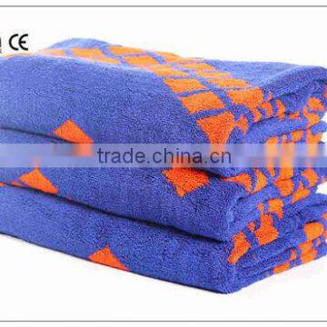 Large Size Blue Jacquard Pure Cotton Terry Bath Towel photo-3