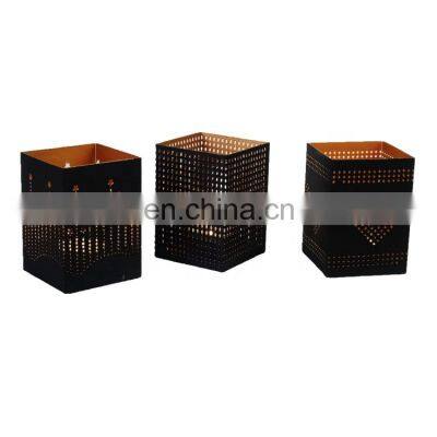 Home decor double color cube candle holder set of 3 metal candle holder