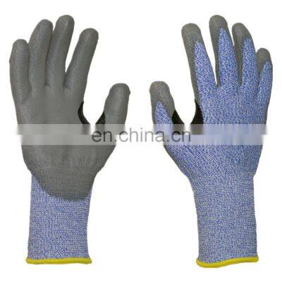 Seamless Knitted Nitrile Thumb Crotch Reinforcement Cut Resistant Protective Glove with Polyurethane Coating