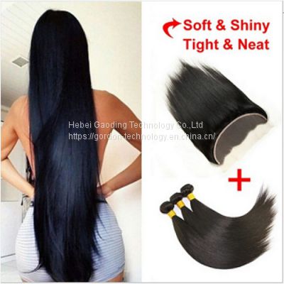 Natrual Color Long Straight Brown Lace Human Hair Closure